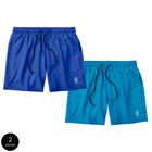 Kit 2 Shorts Masculino Bermudas Resina Liso Lisa Básico Mauricinho com 2 Bolsos