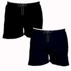 Kit 2 Shorts Masculino Liso Preto e Azul Curto Praia Calção