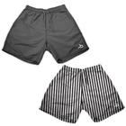 Kit 2 Shorts Praia Masculino Curto Liso e Listra Moda Verão
