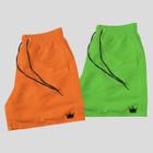 Kit 2 Shorts Praia Masculino Neon Coroa e Cordão Preto