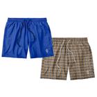 Kit 2 Shorts Resina Bermuda Tactel Masculino Liso Lisa Xadrez Básico Mauricinho 2 Bolsos