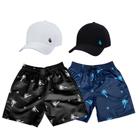 Kit 2 Shorts Tactel Moda Praia Masculino e 2 Bonés Aba Curva