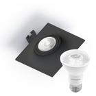 Kit 2 Spot Embutir Sand Save Energy P/ Lâmpada Par20 Preto + Lâmpada Led 4,8w 4000k