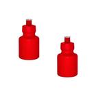 Kit 2 Squeezes 300Ml Vermelho Plástico Premium