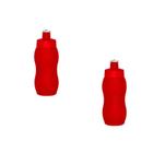 Kit 2 Squeezes Wave 250Ml Vermelho Plástico Premium - Bb Store