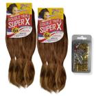 KIT 2 Super Jumbos Para Tranças Box Braids Marca Super X + Conjunto de 20 Anéis Reguláveis Enfeites Para Tranças e Penteados