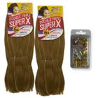 KIT 2 Super Jumbos Para Tranças Box Braids Marca Super X + Conjunto de 20 Anéis Reguláveis Enfeites Para Tranças e Penteados