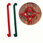 Kit 2 Suporte Para Guirlanda de Natal 35cm Em Metal Não Precisa Furar Parede Verde Vermelho