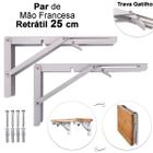 Kit 2 Suportes Mão Francesa Cantoneira Dobrável Retrátil Reforçada Prateleira Mesa 25cm