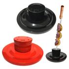 Kit 2 Suportes Porta Espeto Churrasco com 5 Furos Preto e Vermelho Jl Artesanatos