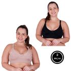 Kit 2 Sutiã Plus Size sem Bojo Reforçado 46 ao 54 - KIT 2 CETINETE BEGE PRETO