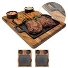 Kit 2 Tábuas Para Churrasco e Porção Com Chapas de Ferro Fundido E Cumbucas - Brasa Store