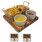 Kit 2 Tábuas Petisqueira Com 2 Cestas Para Porção, Fritas e Pastel + Ramekins - Brasa Store