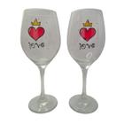 Kit 2 Taças Coração Amor Casal Personalizada Vinho