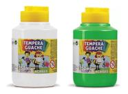 Kit 2 TEMPERA GUACHE - 250ml - BRANCO e VERDE FOLHA - 02025519/ 02025510