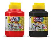 Kit 2 TEMPERA GUACHE Acrilex - 250ml - VERMELHO e PRETO - 02025507/ 02025520