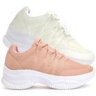 Kit 2 Tênis Chunky Dad Sneakers Feminino Casual Sapatore Nude e Branco