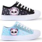 Kit 2 Tênis Infantil Feminino Panda Glitter Cano Baixo