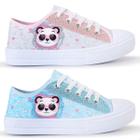 Kit 2 Tênis Infantil Feminino Panda Glitter Cano Baixo