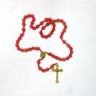 Kit 2 Terços rosas relevo dourado religioso Nossa Senhora Aparecida dourado portátil