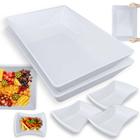 Kit 2 Tigelas 35 Cm Retangular Funda Buffet + 3 Tigelas Curvas 300 Ml Pequenas Porcoes Melamina / Plastico Bestfer