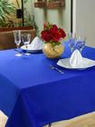 Kit 2 Toalha De Mesa Retangular 6 Lugares Oxford Liso 2,00 X 1,45 Azul Royal e Branco