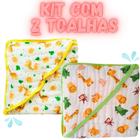 Kit 2 toalhas de Banho De Fralda com Capuz Soft 100% Algodão Menina - Teciclean