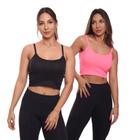 Kit 2 Top Cropped Alcinha Canelado Mulher Lisa Blusa Blusinha Básica Treino Academia