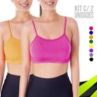 KIT 2 Tops ALÇA FINA Bojo Fitness Alcinha Suplex Sutiã Esportivo Corrida Academia Yoga Pilates 702 - Iron