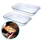 Kit 2 Travessa Assadeira de Vidro Borossilicato Retangular Grande Forno Servir 2,2L - Casita