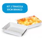 Kit 2 Travessa Retangular Saladeira Petisqueira Canelatta Le Chef Branca 30,5X22X6,5cm