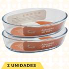 Kit 2 Travessa Tigela 3L Resistente Vidro Transparente Cozinha - CasaVita