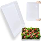 Kit 2 Travessas 40 Cm Prato Retangular para Buffet Restaurante Cozinha Melamina Premium Profissional Branca Bestfer