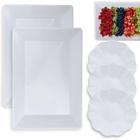 Kit 2 Travessas 49 Cm Retangulares Fundas para Buffet + 3 Centros de Mesa para Salada 1, 5 L Melamina / Plastico Bestfer