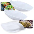 Kit 2 Travessas para Buffet Salada 46cm Oval Curva Funda + Travessa Folha 50 Cm Melamina para Restaurante Bestfer