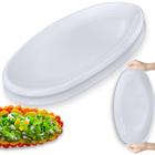 Kit 2 Travessas Prato Oval 45,5 Cm para Buffet Restaurante Cozinha Melamina Premium Profissional Branca Rasa Bestfer