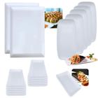 Kit 2 Travessas Rasas 35x24cm + 5 Travessas 30x15cm + 10 Pratos para Sushi Comida Japonesa em Melamina Bestfer