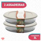 Kit 2 Travessas Refratário Com Tampa 3L Oval Vidro Freezer