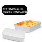 Kit 2 Travessas Retangular Saladeira Petisqueira com Friso Le Chef Branca em 2 tamanhos