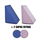 Kit 2 Travesseiro Triangular Encosto Espuma Antirefluxo Apoio Costas Anatômico Leitura + Capa Extra