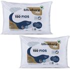 Kit 2 Travesseiros Altenburg 150 Fios Suporte Médio Antialérgico Tecido Percal Branco - 100% Algodão - 50 x 70 cm