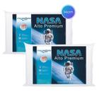 Kit 2 Travesseiros Nasa Original Perfil Alto 14cm capa em algodão viscoelástico Antialérgico Viva Conforto