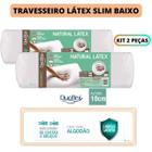 Kit 2 Travesseiros Natural Látex Slim Duoflex - Perfil Extra Baixo - Alta Qualidade - Maior Durabilidade - Conforto Térmico