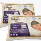 Kit 2 Travesseiros Relax Dream Percal 200 Fios Antialérgico Anti-ácaro Antifúngico Antimofo Fibra Siliconada - Ponto Casa