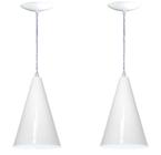 Kit 2 Unidades Arandela Pendente Cone Alumínio - Cor Branco - Estillo E Luz