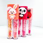 Kit 2 unidades de par duplo Lip tint gloss glitter hidratante tampa bichinho colorido