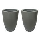 Kit 2 Vaso Para Plantas Coluna Liso Cor Cimento Polietileno Premium 66cm X 36cm X 24cm Mato Verde