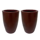 Kit 2 Vaso Para Plantas Coluna Liso Vermelho Polietileno Premium 66cm X 36cm X 24cm Mato Verde