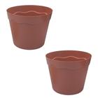 Kit 2 Vaso Plástico Tam G 10,3L Decoração Plantas Jardim Flores Terracota