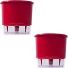 Kit 2 Vaso Raiz Auto Irrigável 12cm Vermelho Cultivar Planta